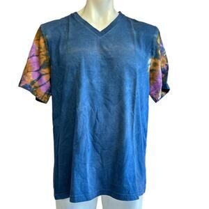 Mens Shirt Size XL Blue Tie Dye Handmade Hippy Festival Ready Workout Casual Fun